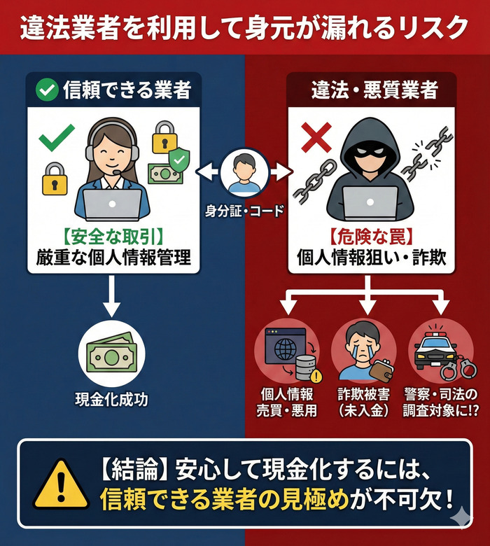 違法業者を利用して身元が漏れるリスク