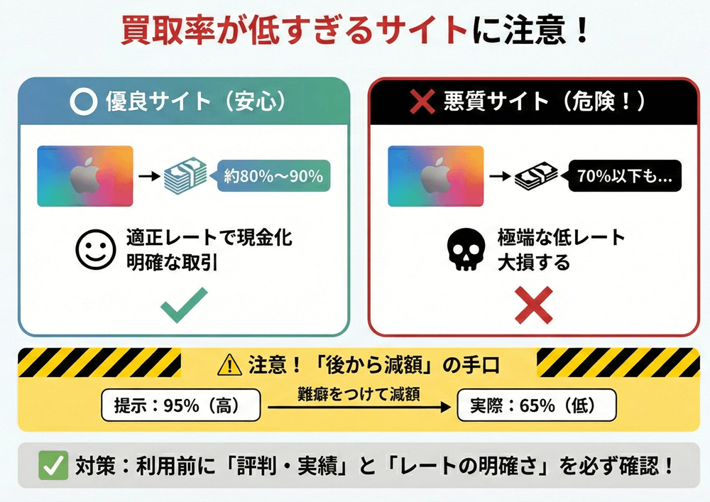 買取率が低すぎるサイトに注意！