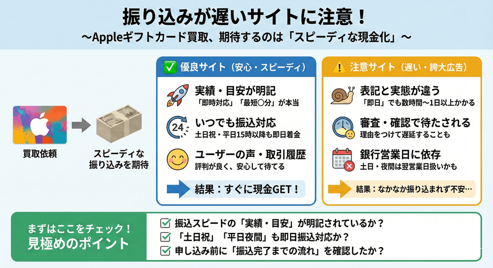 振り込みが遅いサイトに注意！