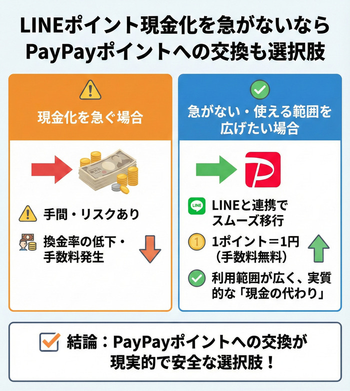 LINEポイント現金化を急がないならPayPayポイントへの交換も選択肢