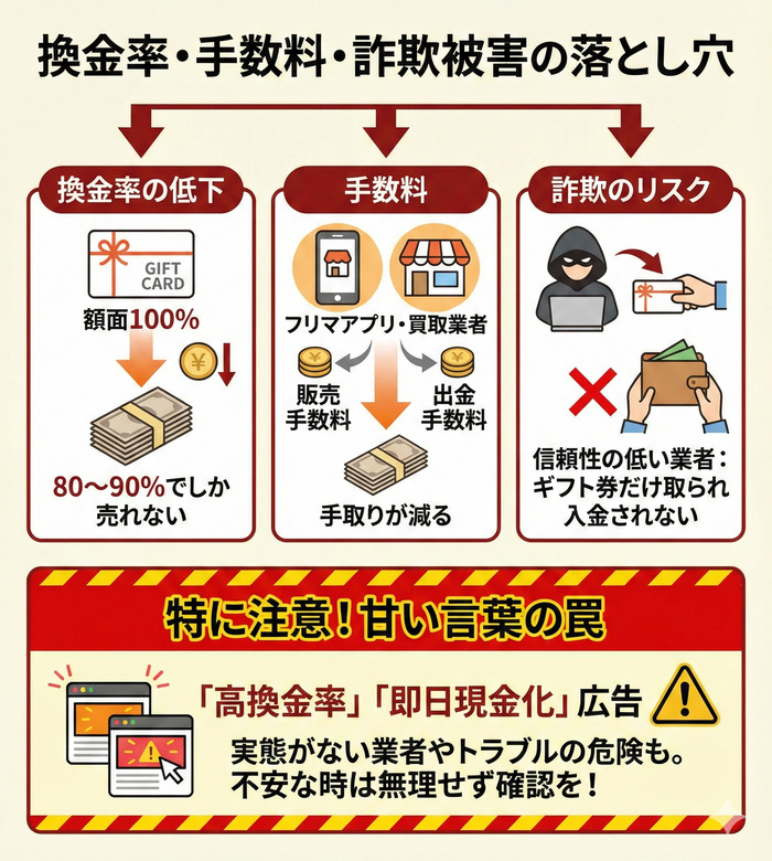 換金率・手数料・詐欺被害の落とし穴