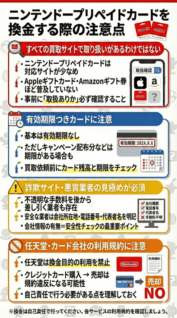 ニンテンドープリペイドカードを換金する際の4つの注意点
