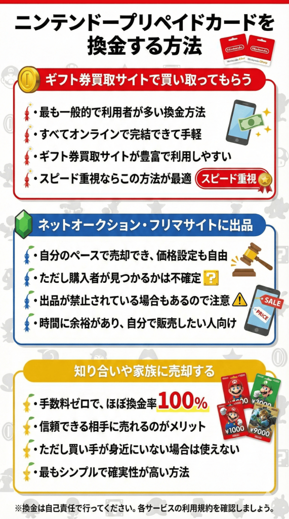 ニンテンドープリペイドカードを換金する3つの方法