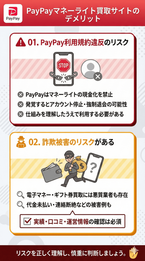 PayPayマネーライト買取サイトで現金化するデメリット