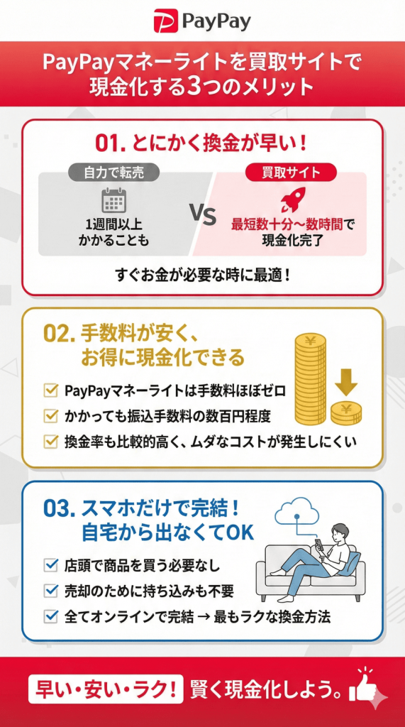 PayPayマネーライト買取サイトで現金化するメリット