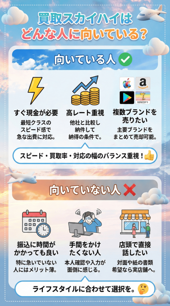 買取スカイハイはどんな人に向いている?向いていない?
