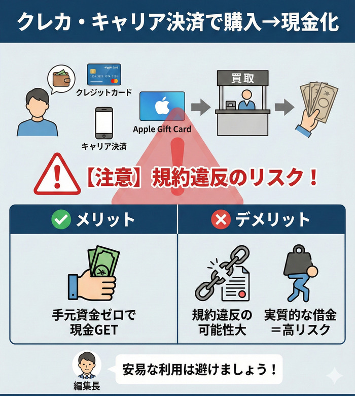 クレカ・キャリア決済で購入し現金化する