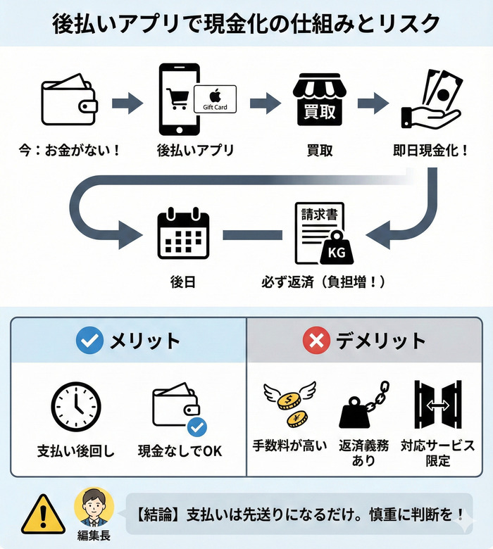 後払いアプリを使って現金化する