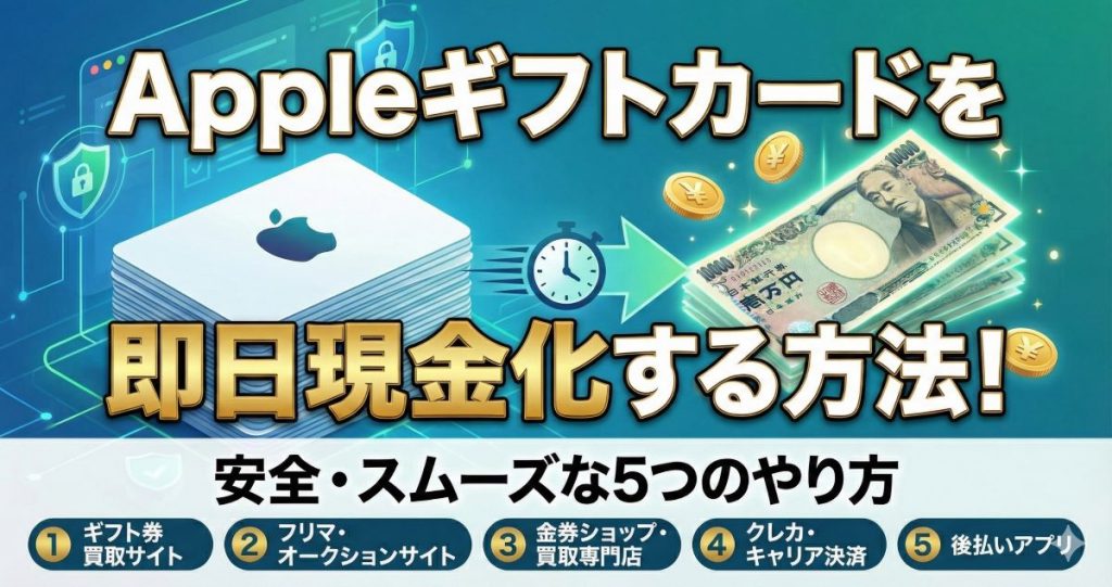 Appleギフトカードを即日現金化する方法！安全・スムーズな5つのやり方と注意点